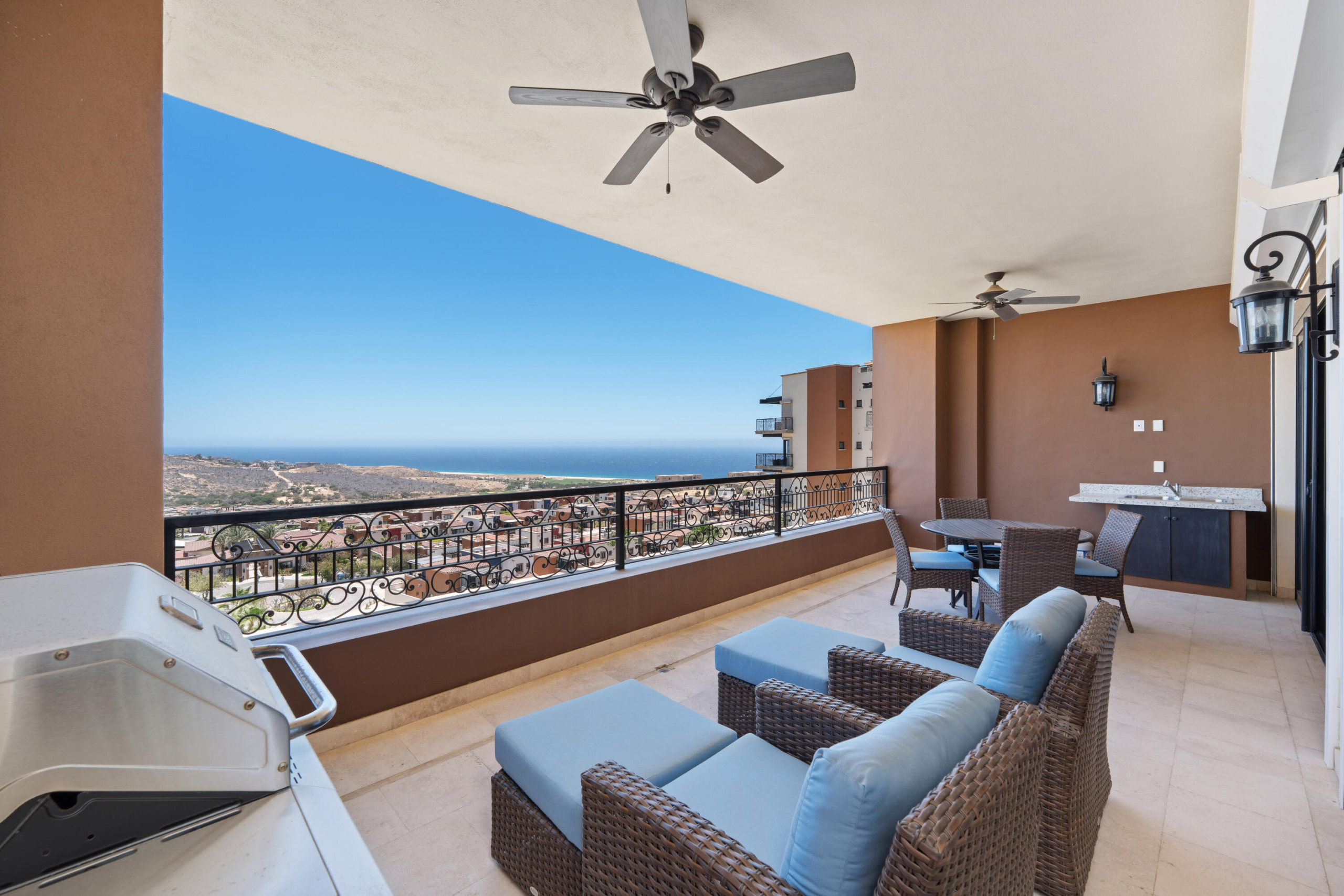 Quivira Mavila Luxury, sophistication, resilience, and security converge seamlessly within this extraordinary Mavila residence. Framed by sweeping panoramic vistas and thoughtfully curated with impeccably high-end furnishings, the condominium embodies refined coastal living at its absolute finest. Every detail has been meticulously selected to create an atmosphere of effortless elegance, enduring comfort, and understated grandeur.Beyond its undeniable aesthetic appeal, the residence offers a remarkable sense of security and peace of mind. Outfitted entirely with state-of-the-art electric hurricane shutters, every sliding door and window within the home can be fully secured at the touch of a single button. This exceptional feature affords owners the rare luxury of being able to lock up and travel free Luxury, sophistication, resilience, and security converge seamlessly within this extraordinary Mavila residence. Framed by sweeping panoramic vistas and thoughtfully curated with impeccably high-end furnishings, the condominium embodies refined coastal living at its absolute finest. Every detail has been meticulously selected to create an atmosphere of effortless elegance, enduring comfort, and understated grandeur.Beyond its undeniable aesthetic appeal, the residence offers a remarkable sense of security and peace of mind. Outfitted entirely with state-of-the-art electric hurricane shutters, every sliding door and window within the home can be fully secured at the touch of a single button. This exceptional feature affords owners the rare luxury of being able to lock up and travel freely, knowing their investment remains comprehensively protected from the elements without compromise.As for the world-renowned Quivira amenities, they require little introduction, as the community has long established itself among the most coveted luxury destinations in Los Cabos. Nevertheless, residents are privileged to enjoy an unparalleled collection of resort-caliber experiences and services, including but certainly not limited to:**Golf & Sporting Lifestyle**The iconic Quivira Golf Club, a Jack Nicklaus Signature masterpiece, is dramatically carved through oceanfront cliffs, rolling dunes, and Baja's breathtaking desert landscape, delivering one of the most visually spectacular golf experiences in the world. Residents also enjoy access to a world-class practice facility featuring a double-ended oceanfront driving range, short-game training areas, a fully appointed professional golf shop, premium TaylorMade rentals, and private tennis courts designed for both recreation and competitive play.**Beach Club & Wellness**The celebrated Quivira Beach Club offers an elevated seaside sanctuary complete with expansive resort-style pools, beachfront terraces, luxurious sun loungers, and uninterrupted Pacific Ocean for sale